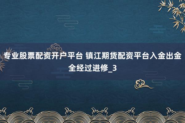 专业股票配资开户平台 镇江期货配资平台入金出金全经过进修_3