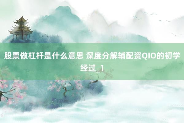 股票做杠杆是什么意思 深度分解辅配资QIO的初学经过_1