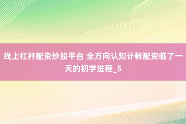 线上杠杆配资炒股平台 全方向认知计帐配资临了一天的初学进程_5