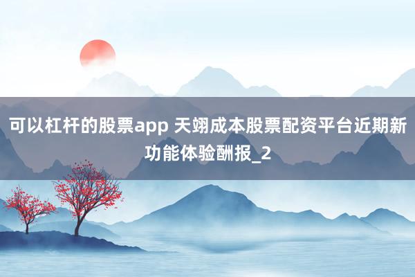 可以杠杆的股票app 天翊成本股票配资平台近期新功能体验酬报_2