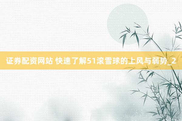 证券配资网站 快速了解51滚雪球的上风与弱势_2